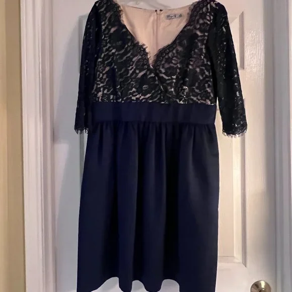 Eliza J | Dresses | Eliza J Navy Lace Bodice Dress | Poshmark